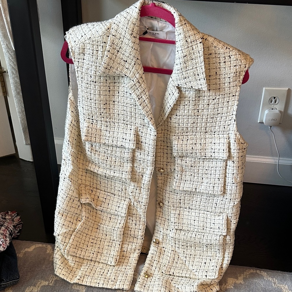 Anine Bing Ivory Tweed Vest